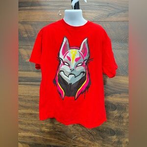 Fortnite Shirt Drift Skin Boys Size Large Red Short Sleeve Graphic
